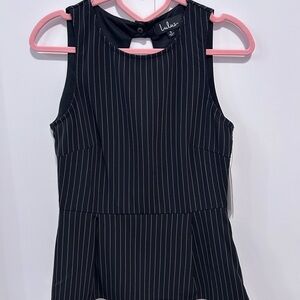 Lulu's Black and White Striped Sleeveless Blouse